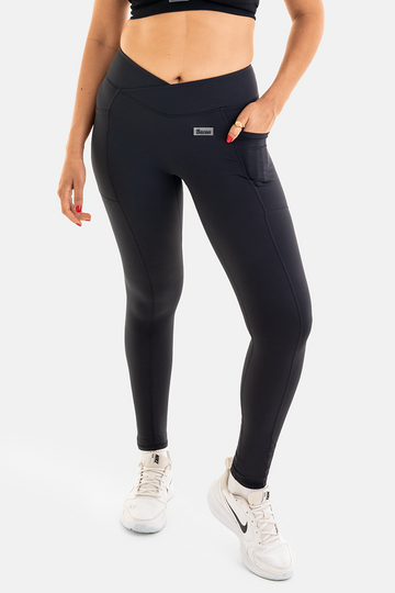 Bacon Active Long Legging V-Waist Legging with Pockets // Black